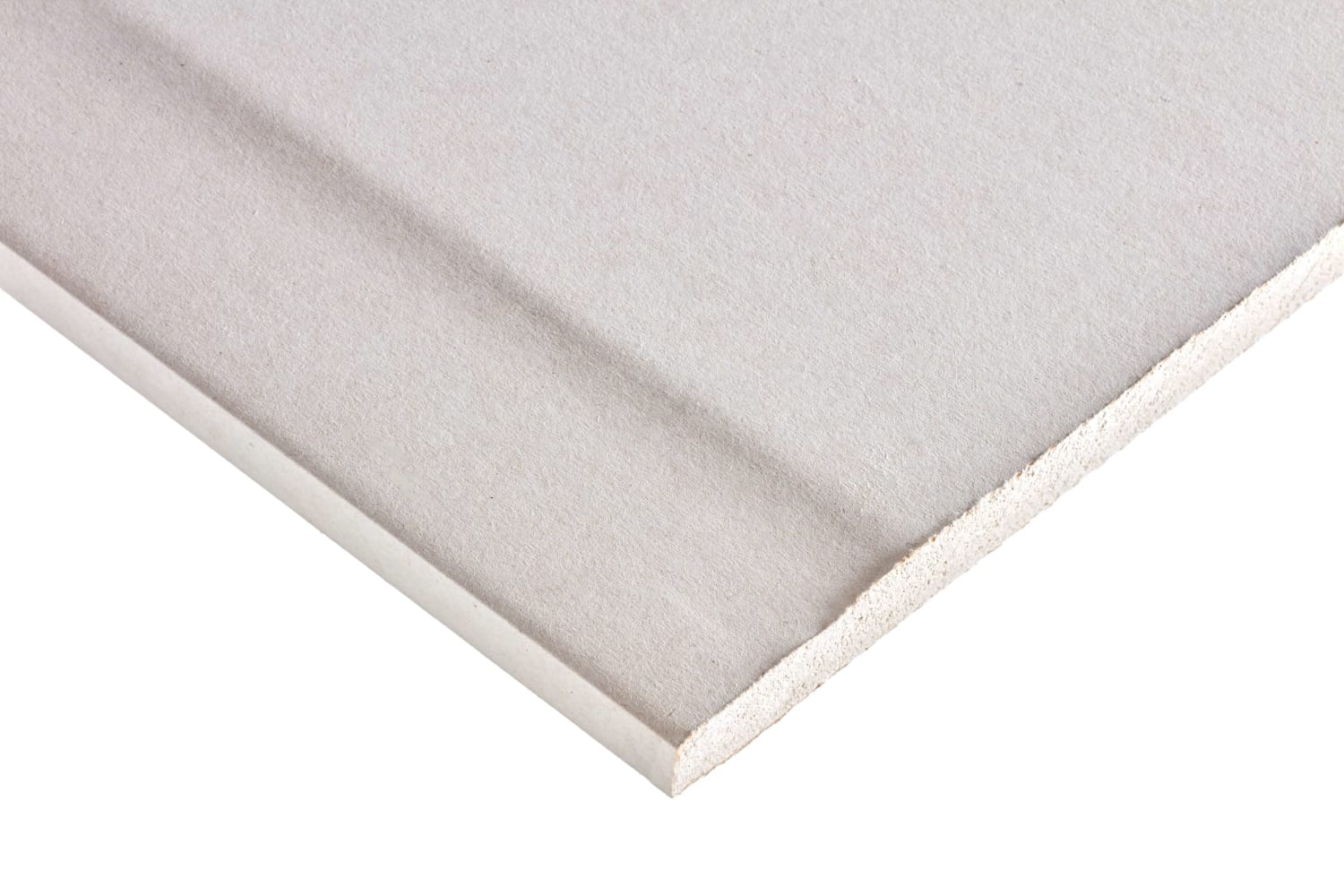Tapered edge plasterboard showing recessed edges for flush jointing